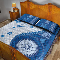 Bula Fiji Quilt Bed Set Blue Plumeria Masi Tapa Pattern LT05 - Polynesian Pride