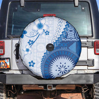 Bula Fiji Spare Tire Cover Blue Plumeria Masi Tapa Pattern LT05 Blue - Polynesian Pride