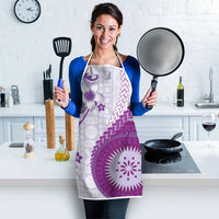 Bula Fiji Apron Violet Plumeria Masi Tapa Pattern LT05 - Polynesian Pride