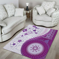 Bula Fiji Area Rug Violet Plumeria Masi Tapa Pattern LT05 - Polynesian Pride