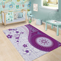 Bula Fiji Area Rug Violet Plumeria Masi Tapa Pattern LT05 - Polynesian Pride