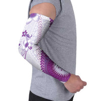 Bula Fiji Arm Sleeves Violet Plumeria Masi Tapa Pattern LT05 - Polynesian Pride