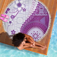 Bula Fiji Beach Blanket Violet Plumeria Masi Tapa Pattern LT05 - Polynesian Pride