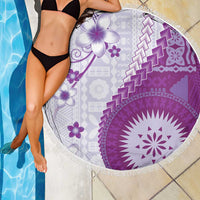 Bula Fiji Beach Blanket Violet Plumeria Masi Tapa Pattern LT05 - Polynesian Pride
