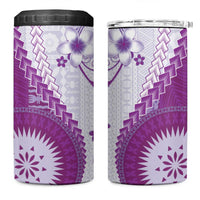 Bula Fiji 4 in 1 Can Cooler Tumbler Violet Plumeria Masi Tapa Pattern LT05 One Size: 16 oz Violet - Polynesian Pride