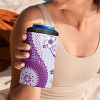 Bula Fiji 4 in 1 Can Cooler Tumbler Violet Plumeria Masi Tapa Pattern LT05 - Polynesian Pride