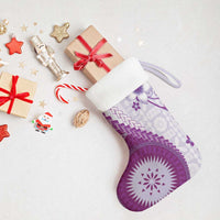 Bula Fiji Christmas Stocking Violet Plumeria Masi Tapa Pattern LT05 - Polynesian Pride