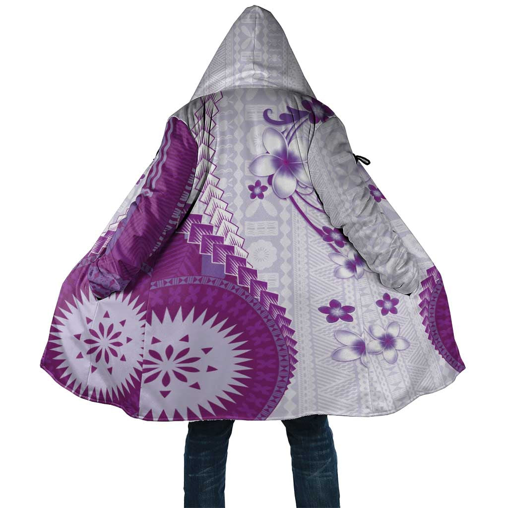 Bula Fiji Cloak Violet Plumeria Masi Tapa Pattern LT05 Unisex Violet - Polynesian Pride