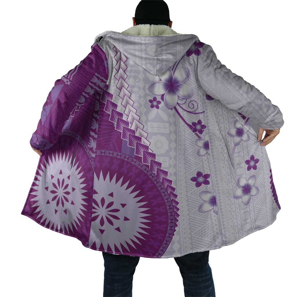 Bula Fiji Cloak Violet Plumeria Masi Tapa Pattern LT05 - Polynesian Pride