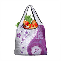 Bula Fiji Grocery Bag Violet Plumeria Masi Tapa Pattern LT05 1-pack One Size Violet - Polynesian Pride