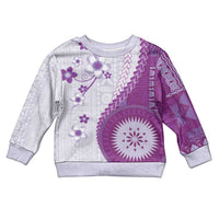Bula Fiji Kid Ugly Christmas Sweater Violet Plumeria Masi Tapa Pattern LT05 Kid Violet - Polynesian Pride