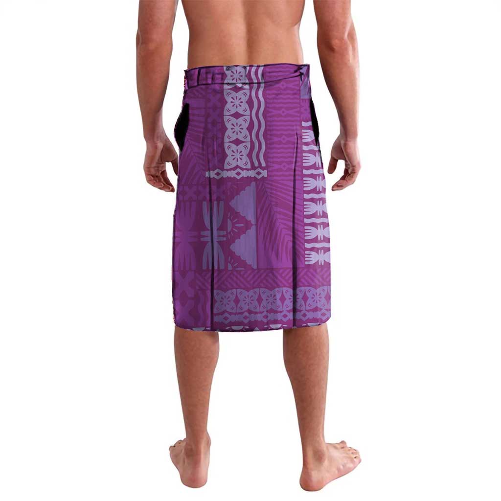 Bula Fiji Lavalava Violet Plumeria Masi Tapa Pattern LT05 - Polynesian Pride
