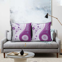 Bula Fiji Pillow Cover Violet Plumeria Masi Tapa Pattern LT05 - Polynesian Pride
