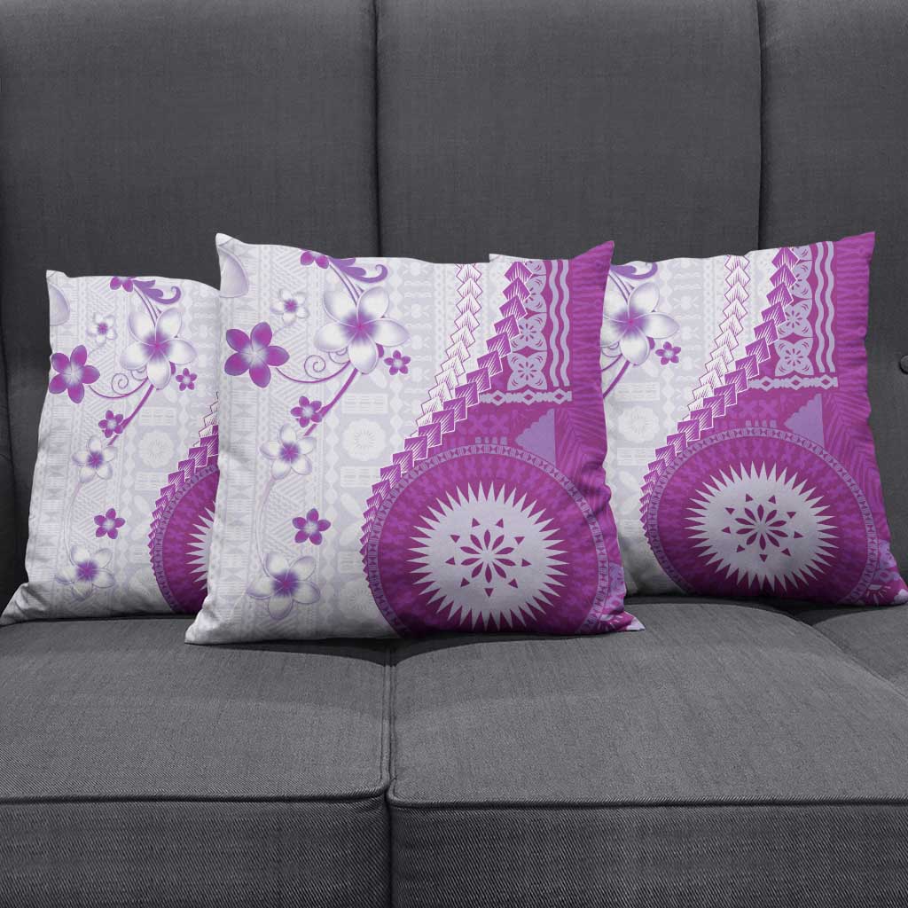 Bula Fiji Pillow Cover Violet Plumeria Masi Tapa Pattern LT05 - Polynesian Pride