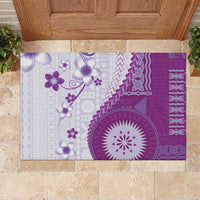 Bula Fiji Rubber Doormat Violet Plumeria Masi Tapa Pattern LT05 Violet - Polynesian Pride