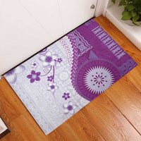 Bula Fiji Rubber Doormat Violet Plumeria Masi Tapa Pattern LT05 - Polynesian Pride