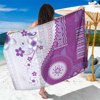 Bula Fiji Sarong Violet Plumeria Masi Tapa Pattern LT05 One Size 44 x 66 inches Violet - Polynesian Pride