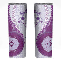 Bula Fiji Skinny Tumbler Violet Plumeria Masi Tapa Pattern LT05 Violet - Polynesian Pride