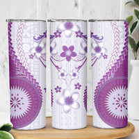Bula Fiji Skinny Tumbler Violet Plumeria Masi Tapa Pattern LT05 - Polynesian Pride
