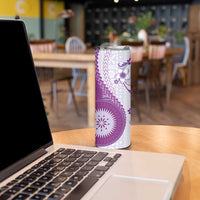 Bula Fiji Skinny Tumbler Violet Plumeria Masi Tapa Pattern LT05 - Polynesian Pride