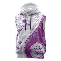 Bula Fiji Sleeveless Hoodie Violet Plumeria Masi Tapa Pattern LT05 Violet - Polynesian Pride