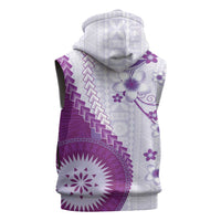 Bula Fiji Sleeveless Zip Hoodie Violet Plumeria Masi Tapa Pattern LT05 - Polynesian Pride