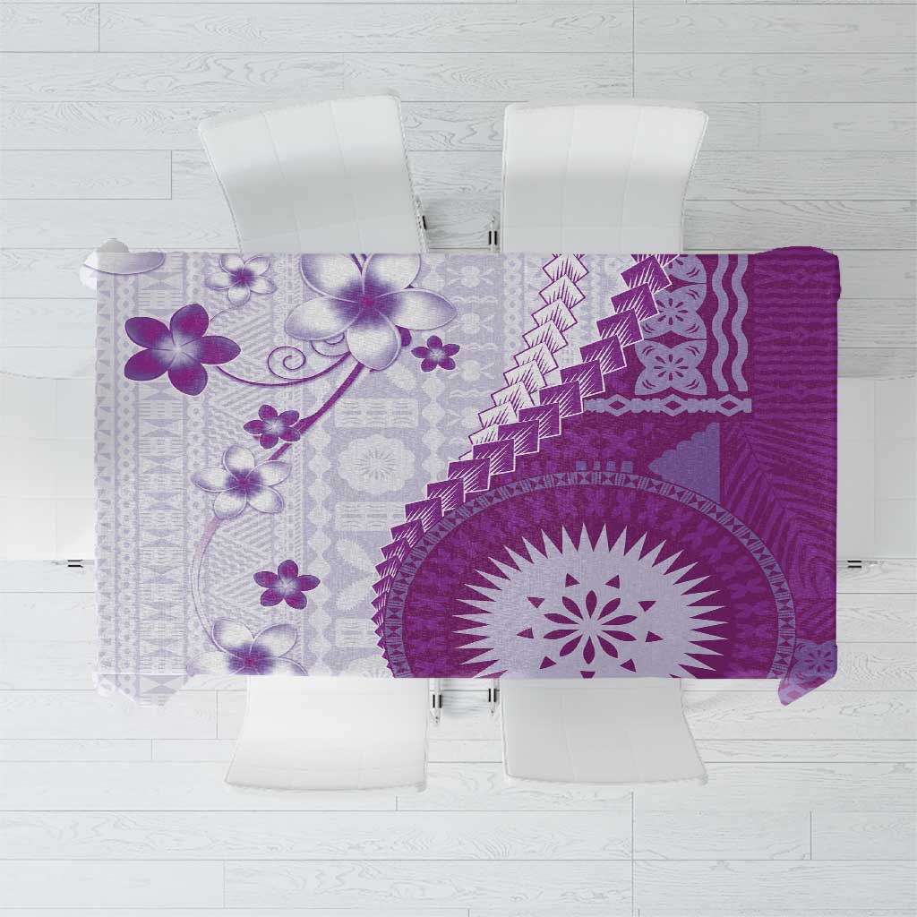 Bula Fiji Tablecloth Violet Plumeria Masi Tapa Pattern LT05 Violet - Polynesian Pride