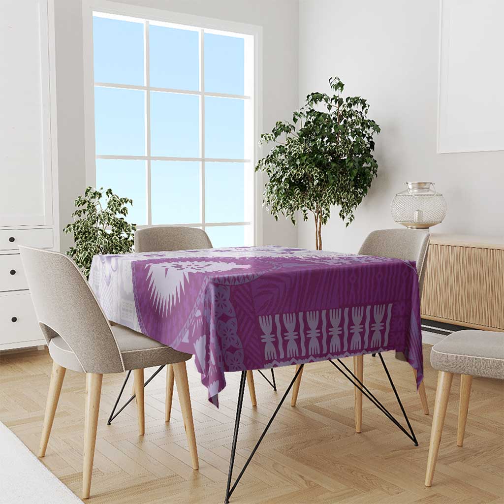 Bula Fiji Tablecloth Violet Plumeria Masi Tapa Pattern LT05 - Polynesian Pride