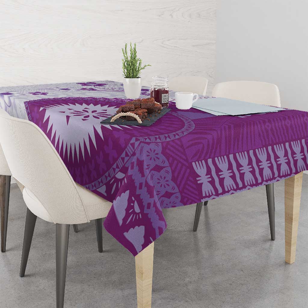 Bula Fiji Tablecloth Violet Plumeria Masi Tapa Pattern LT05 - Polynesian Pride