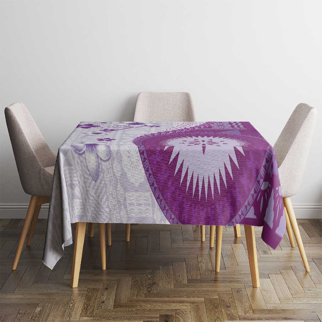Bula Fiji Tablecloth Violet Plumeria Masi Tapa Pattern LT05 - Polynesian Pride