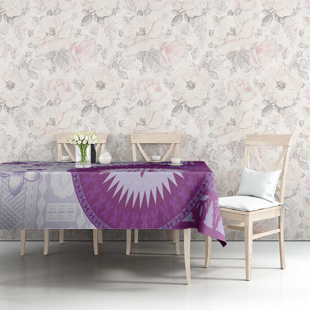 Bula Fiji Tablecloth Violet Plumeria Masi Tapa Pattern LT05 - Polynesian Pride