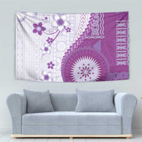 Bula Fiji Tapestry Violet Plumeria Masi Tapa Pattern LT05 - Polynesian Pride