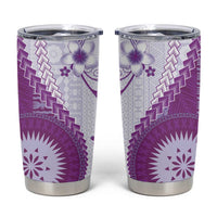 Bula Fiji Tumbler Cup Violet Plumeria Masi Tapa Pattern LT05 Violet - Polynesian Pride