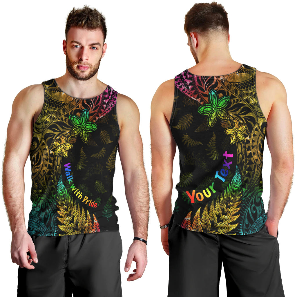 Personalised New Zealand Wellington Pride Men Tank Top Rainbow Silver Fern Paua Shell LT05 - Polynesian Pride