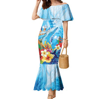 Polynesia Humpback Whale Family Matching Mermaid Dress and Hawaiian Shirt Ocean Style