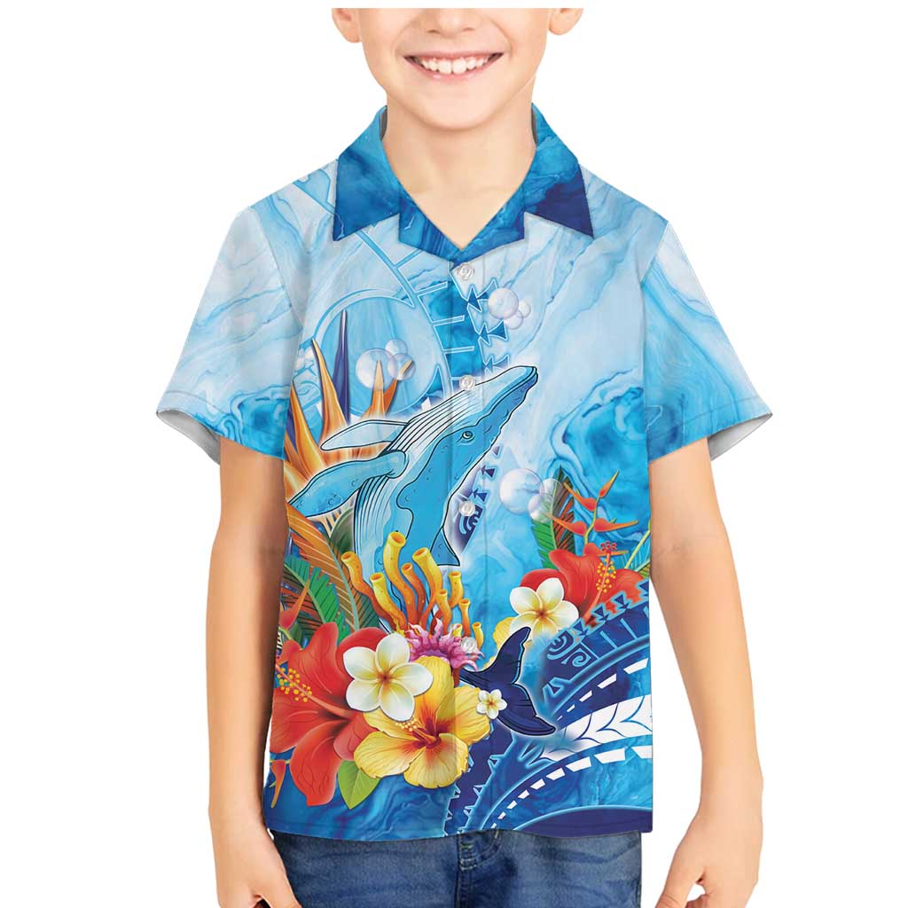 Polynesia Humpback Whale Family Matching Mermaid Dress and Hawaiian Shirt Ocean Style