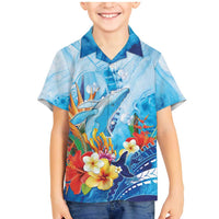 Polynesia Humpback Whale Family Matching Mermaid Dress and Hawaiian Shirt Ocean Style