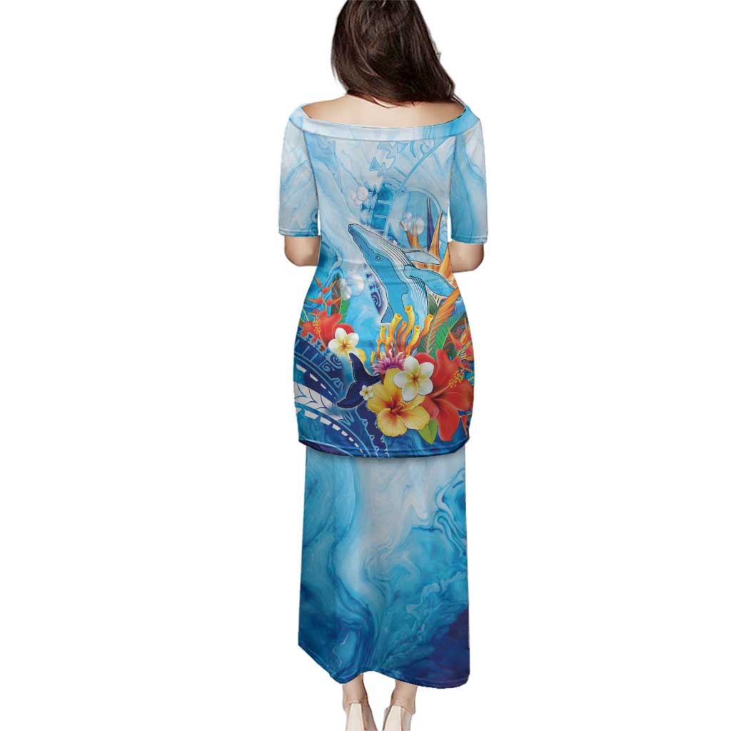 Polynesia Humpback Whale Family Matching Puletasi and Hawaiian Shirt Ocean Style