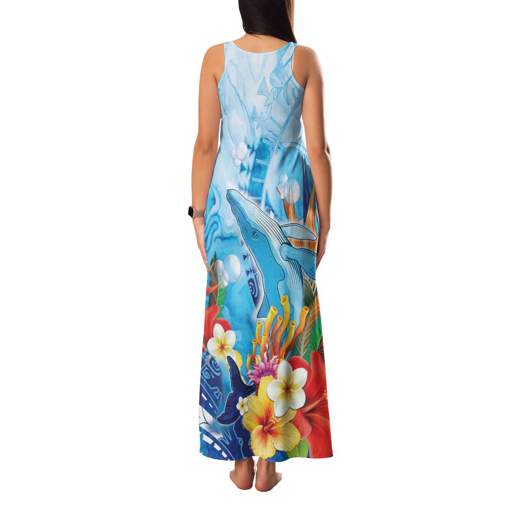 Polynesia Humpback Whale Family Matching Tank Maxi Dress and Hawaiian Shirt Ocean Style
