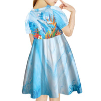 Polynesia Humpback Whale Kid Short Sleeve Dress Ocean Style