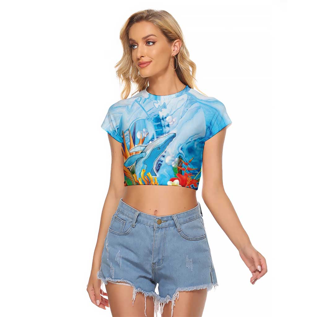 Polynesia Humpback Whale Raglan Cropped T Shirt Ocean Style