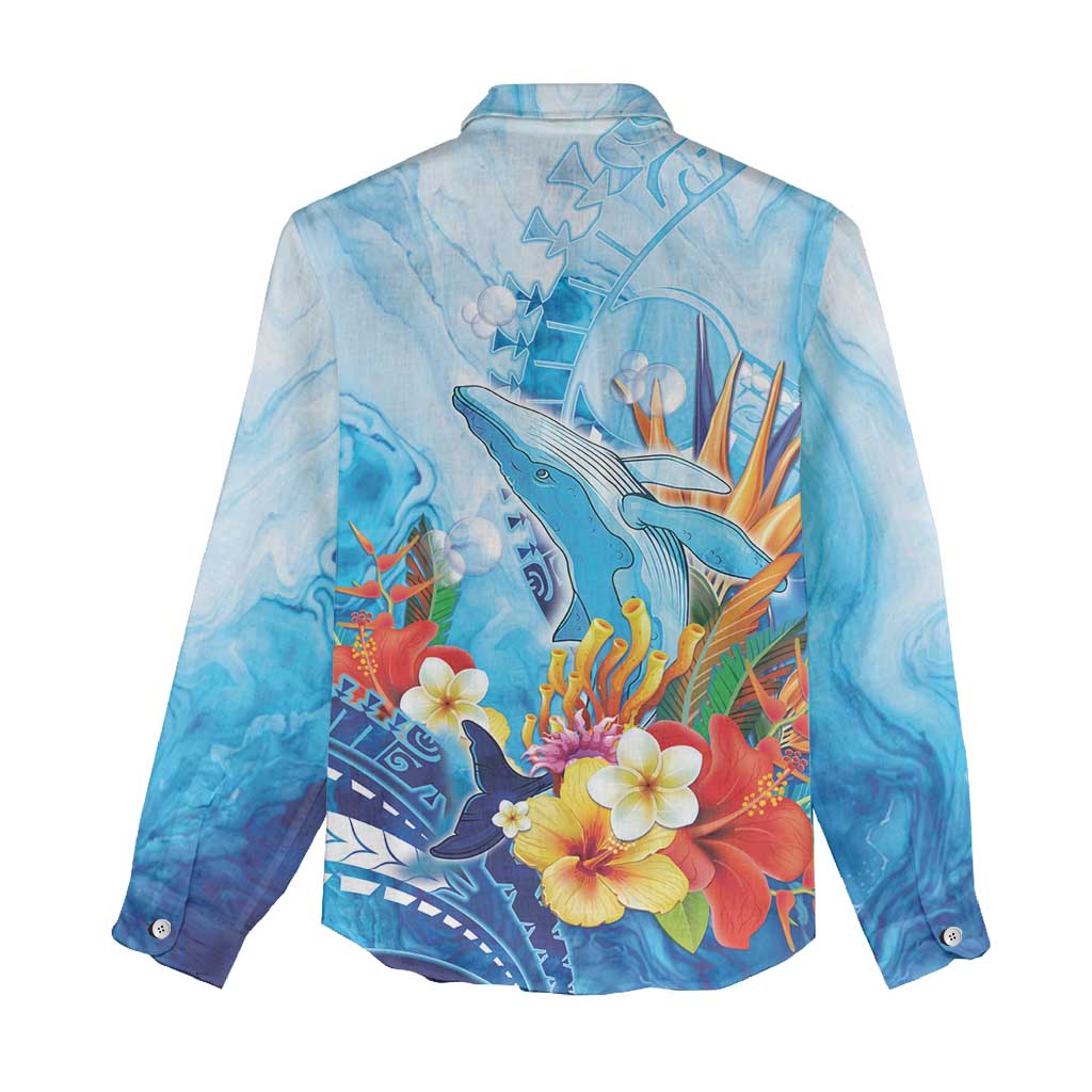 Polynesia Humpback Whale Women Casual Shirt Ocean Style