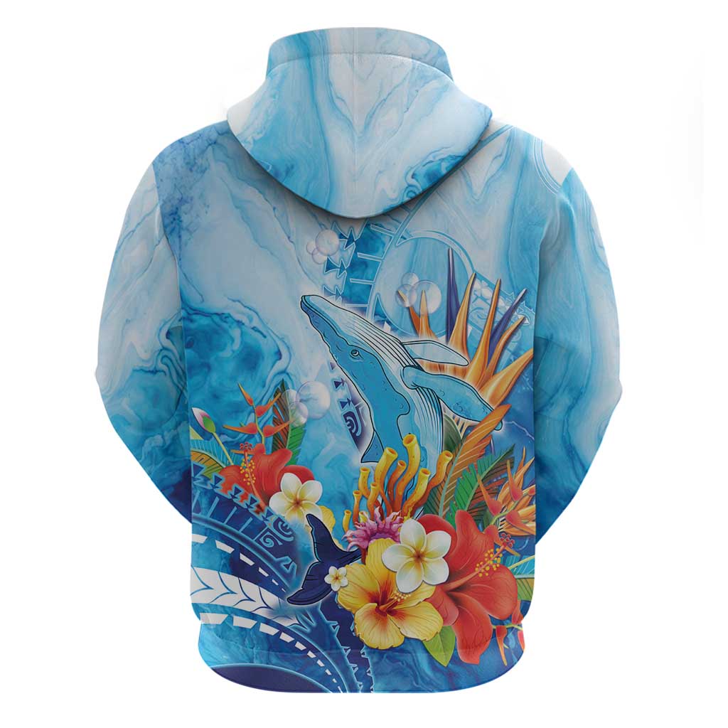 Polynesia Humpback Whale Zip Hoodie Ocean Style