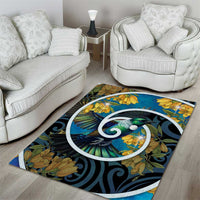 New Zealand Tui Bird Area Rug Maori Koru With Kowhai Flowers LT05 - Polynesian Pride