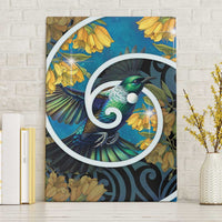 New Zealand Tui Bird Canvas Wall Art Maori Koru With Kowhai Flowers