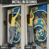 New Zealand Tui Bird Door Cover Maori Koru With Kowhai Flowers