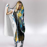 New Zealand Tui Bird Hooded Blanket Maori Koru With Kowhai Flowers