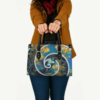 New Zealand Tui Bird Leather Bag Maori Koru With Kowhai Flowers LT05 - Polynesian Pride