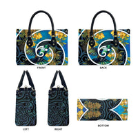 New Zealand Tui Bird Leather Bag Maori Koru With Kowhai Flowers LT05 - Polynesian Pride