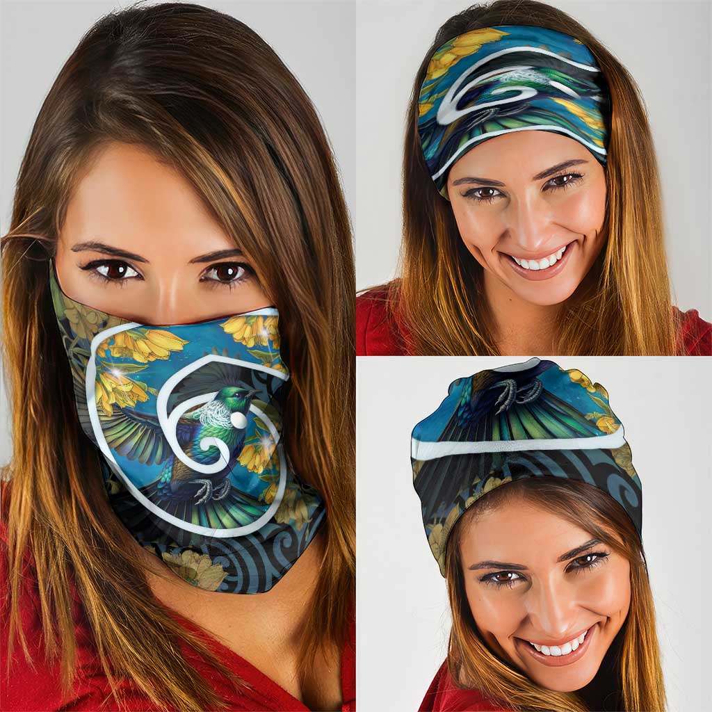 New Zealand Tui Bird Neck Gaiter Maori Koru With Kowhai Flowers LT05 - Polynesian Pride
